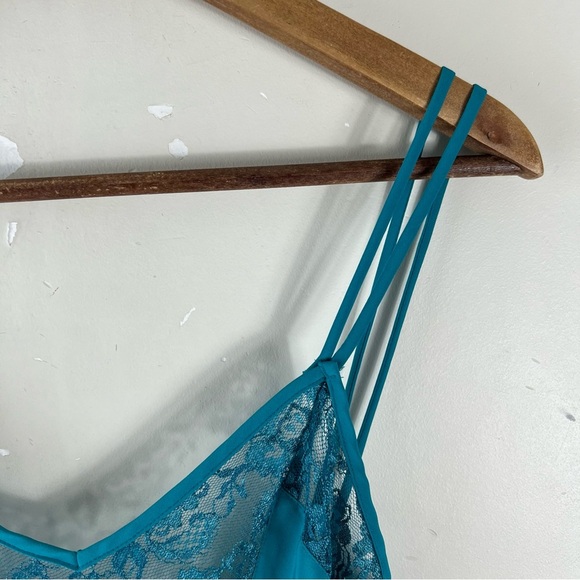 Vintage Victoria's Secret Gold Label Teal Lace Slip Dress SZ SP Chemise Lingerie - Picture 11 of 14
